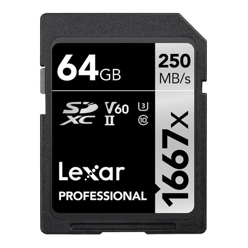 LEXAR 64GB SDXC V60 250MB/s UHS-II (U3)
